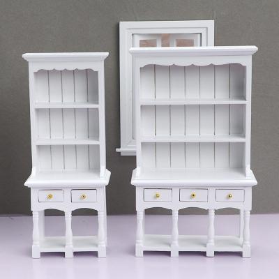 China 1:12 Dollhouse Furniture Mini Cabinet White Cartoon Toy Study Room Decoration Micro Scene Model for sale