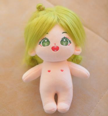 China Cartoon Toy Low Price 20cm doll high temperature green buckle fried hair doll removable clothes for sale