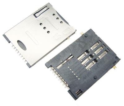 China SMT type sim push MUP-C750 push push 6P sim card conector contact for sale