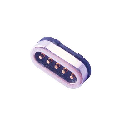 China Large current 5/6 terminals smd pcb or cable magnetic pogo male connector for pcb terminal for sale