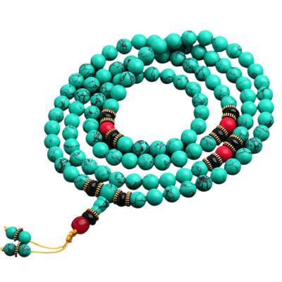 China Religious turquoise four-layer beaded 8mm108 bead bracelet tespih prayer beads islamic muslim rosary for sale