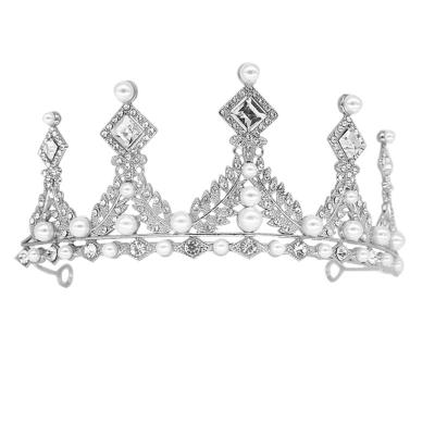 China ALLOY hair accessories shiny rhinestone crown high quality handmade fancy wedding bridal tiara for sale