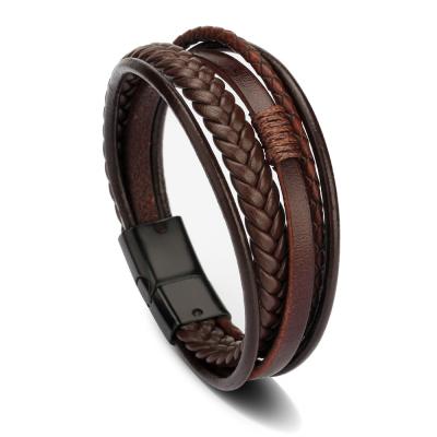 China Casual/Sporty Trendy Leather Bracelet For Men Multilayer Braided Rope Bracelets Jewelry for sale