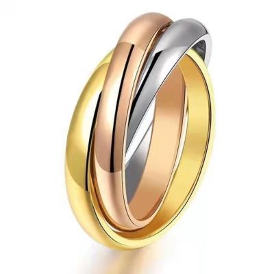 China CLASSIC 18k rose gold color-fast titanium steel rings three swivel ring for women and men stainless steel ring for sale