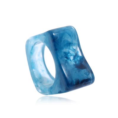 China Retro Personality Resin Cold Irregular Couples Ring Designer New Acrylic Index Finger Ring for sale