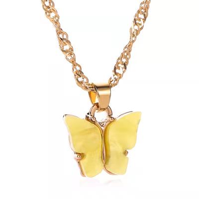 China New Arrival Fancy Butterfly Acrylic Female Butterfly Necklace CLASSIC Pendant Necklace For Women Jewelry for sale