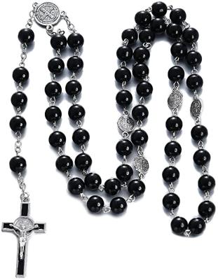 China Jesus Crucifix Catholic Prayer Gifts Religious with Rosary Beads Necklace for sale