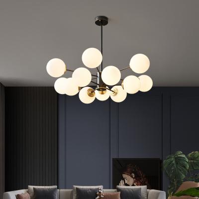 China Modern Postmodern Nordic Creative Personality Chandelier Living Room Dining Magic Bean Glass Ball Branch Wall Light Lamp for sale