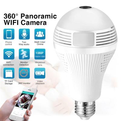 China PAN-TILT 360 Degree Wifi Cctv1080P Security IP Network 1.3Mp Bulb Hot Selling Panoramic Wireless Smart Camera With V380 SD Card for sale