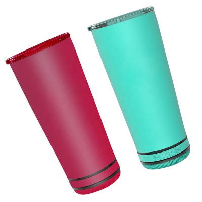 China Portable Outdoor Waterproof Phone Function Travel Water Bottle Rocker Speaker 304 Stainless Steel Tooth Speaker Blue Cup for sale