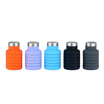 China Outdoor Recycling Water Bottle 500ml Mini Bottles Sustainable Cute Wide Mouth Collapsible Silicone Water Bottle for sale