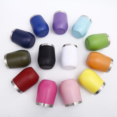 China Viable Creative Wine Tumbler With Lid Egg Shape Mug Double Wall Stainless Steel Vacuum Tumbler Mug In Stock 12oz for sale