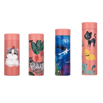 China Customized PORTABLE Painting Vacuum Thermos Double Wall Insulated Stylish Upright Stainless Steel Vacuum Flask Mug Thermos Flask 400ml for sale