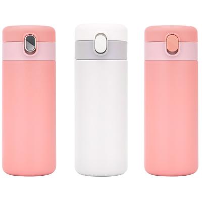 China Wholesale 12oz Customized Double Wall Stainless Steel Vacuum Flask PORTABLE Push Water Bottle One Bounce Tumbler Open With One Hand for sale