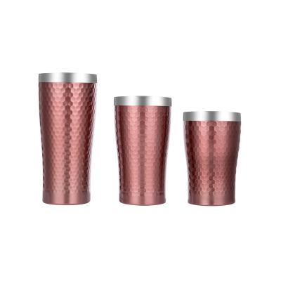 China Modern Curved Knurling Tumbler Stainless Steel Double Wall Uninverted Coffee Mug 420ml for sale