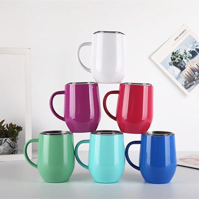 China Viable Wholesale Wine Tumbler Egg Shape Beer Mug Stainless Steel Tumbler With 12oz Handle for sale