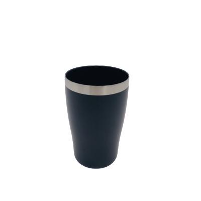 China Beer Tumbler Logo Ceramic Mug Viable Custom Cooler Black Ceramic Wall Double Tumbler With Lid 280ml for sale