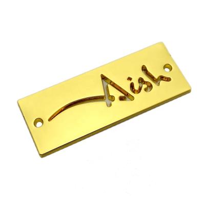 China Factory Price Washable Custom Company Logo Sewing Metal Plate Tags For Swimwear/Garment for sale