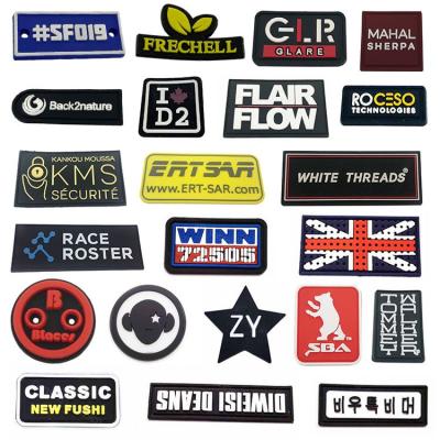 China Custom 3d Eco-friendly Washable Embossed Soft PVC Hook Loop Fastener Logo Rubber Silicone Patches With For Clothing for sale