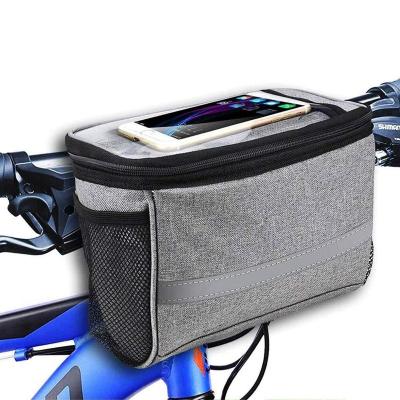 China Bicycle Cold and Warm Reflective Strap Insulation Touch Screen Handlebar Bag Bike Recycling Basket with Mesh Pocket 21.5 * 13.5 * 16.5cm/8.5 * 5.3 * 6.5in for sale