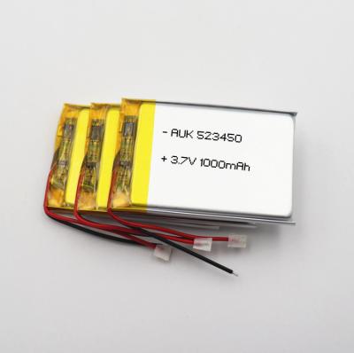 Китай 20g 3.7V 1000mAh перезаряжаемая липо батарея Li Polymer 523450 ROHS продается