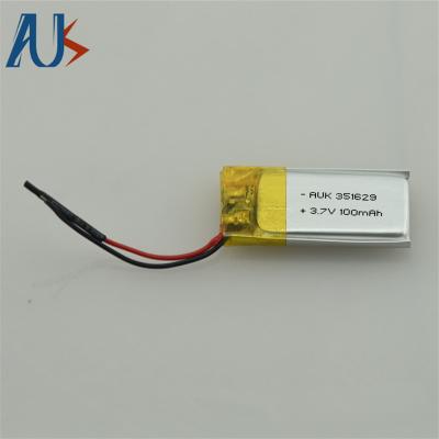 China Kleine wiederaufladbare LiPo-Batterie 3,7V 100mAh 401230 351629 1S1P zu verkaufen