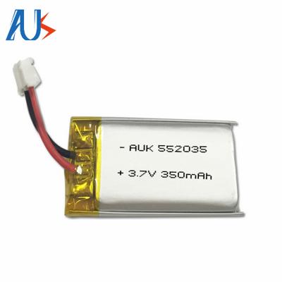 China 1C 3.7V 350mAh Batería LiPo ultra delgada 552035 Batería de polímero de litio en venta