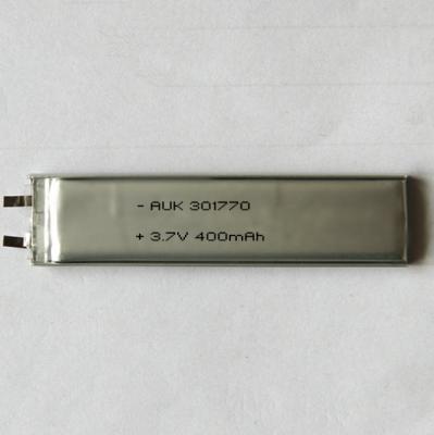 中国 オーダーメイド 小型リポバッテリー 3.7V 400mAh 301770 リポセル 3mm 厚 販売のため