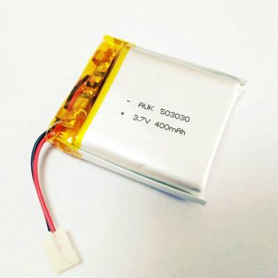 China Custom LiPo Battery AUK 503030 3.7V 400mAh LiPo Battery For Bluetooth for sale