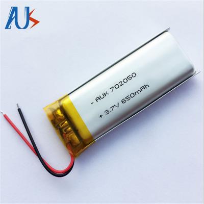 China 702050 Ultra Thin LiPo Battery 3.7V 650mAh Lithium Polymer Cell Te koop