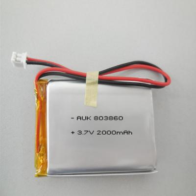 중국 재충전 가능한 리 폴리머 배터리 3.7v 2000mah 리포 배터리 폴리머 803860 판매용