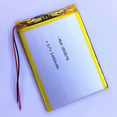 China Batería LiPo recargable de 2450mAh 3.7V de peso ligero 355878 en venta