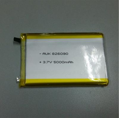 China Rechargeable LiPo Polymer Battery 3.7v 5000mah 18.5Wh 826090 for sale