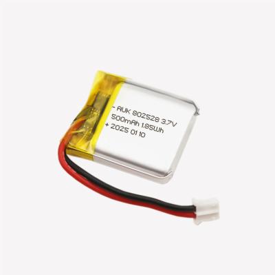 China AUK802528 500mAh 3.7V 1.85Wh Lipo Battery For Massage Machine Or Dog Trainer 4.2V Lithium Polymer Battery With KC CE MSDS IEC62133 for sale