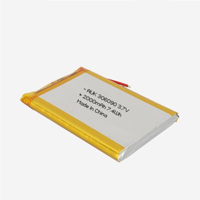 China AUK 306090 Ultrafeine Polymer-Lithiumbatterie 3.7V Wiederaufladbare Batterie 2000mAh für drahtlose Tastaturen Polymerbatterie zu verkaufen