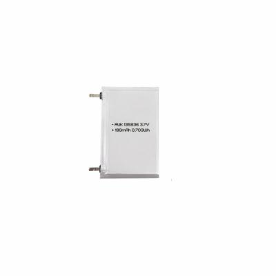 China AUK 135836 3.7V 190mAh Lipo Ultra-Thin Card Battery For Micro Devices Smart Factory Brand Smart IC Card Battery for sale