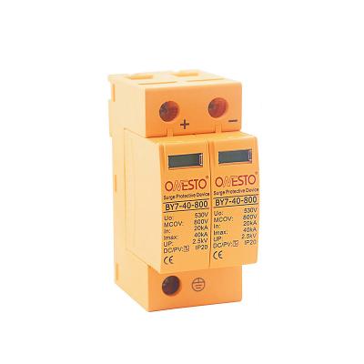 China Surge Arrester Lightning Arrester DC SPD Surge Protection Device 800V 2Poles 40kA BY7-40/2-800 for sale