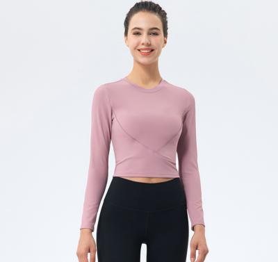 China Sports Women Yoga Clothes Long Sleeve Crop Gym Fitness Breathable Top Running Wear Clothing for sale