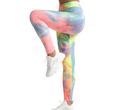 China Yiwu tiktok maizi breathable pant running gaiters butt tie dye workout tights lifting soft yoga legging for women 2021 for sale