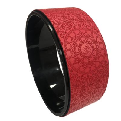 China Universal printed rubber yoga wheel PU back roller yoga wheel customize logo pilates ring for sale