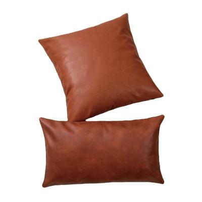 China Anti Dust Mites Sell 2022 New Brown Wholesale PU Leather Cushion Cover Pillow For Hotel Decoration Home Decoration for sale