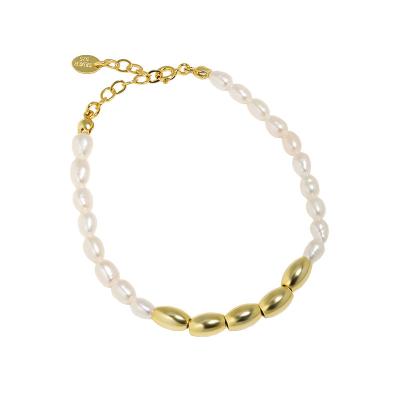 China FASHIONABLE natural freshwater pearl S925 Sterling Silver Gold Plated Bracelet women pearl bracelet freshwater pearl bracelets for sale