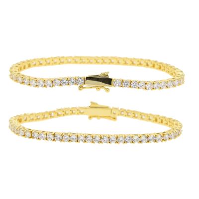 China Hot Selling Single Row CZ Tennis Bracelet 3mm Zircon Personalized Tennis Gold Chain Jewelry Adjustable Fashion Hip Hop Tennis Bracelet for sale