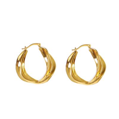 China 2022 New Trendy Fashion Tendry 18k Gold Plated Minimalist Women Jewelry Brass Chunky Hoop Earrings For Women for sale