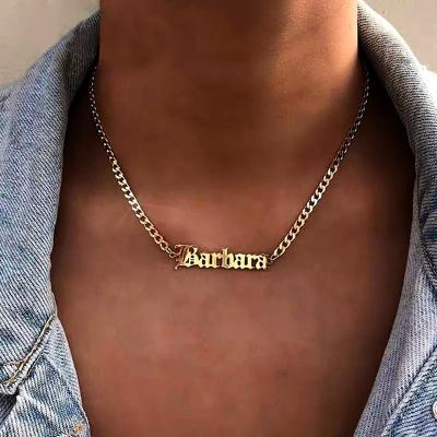 China High Quality Chain Design DIY Jewelry Hiphop Women Pendant Necklace Nameplate Stainless Steel Custom Name Necklace 18k Gold Plated for sale