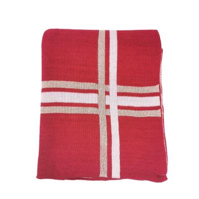 China Plain Christmas Blanket Stripe Decoration Soft Blanket Knitted Baby Throw Blanket for sale