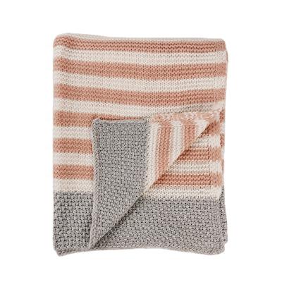 China High Quality Jacquard Stripe Line Cheap Knitted Blanket Sherpa Blanket Weighted Throw For Home for sale