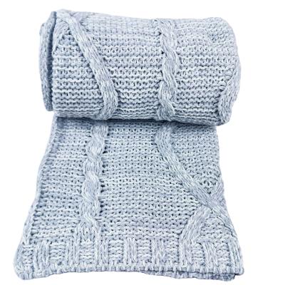 China Simple Warm Sale Baby Throw Blanket Polyester OEM Super Soft Warm Throw Knitted Blanket for sale