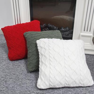 China Wholesale Soft Solid Anti-Pull Single Cable Knit Decorative Pillow Cushions For Home Decor With Invisible Zipper for sale