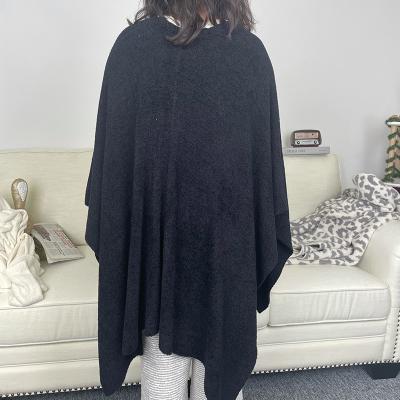 China Customized designer polyester nylon women QUICK DRY squishy ruana knitted cape poncho shawl for winter home wear for sale